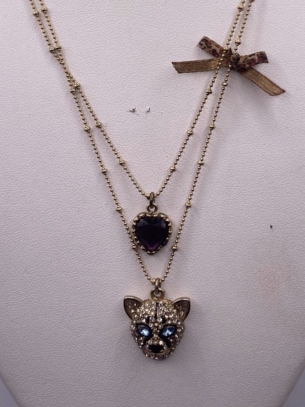 Betsey Johnson Jungle Fever Pave Panther Double Layer Necklace - Rare